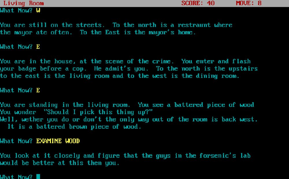 Detective: A Text Adventure Game 1993 detective game game like
